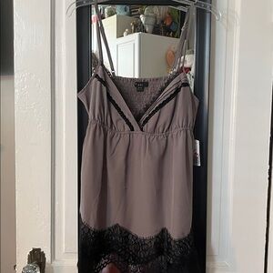 Forever 21 Mauve Top with Black Lace Detail